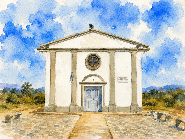 Ilustração em aquarela da Capela São Jorge
